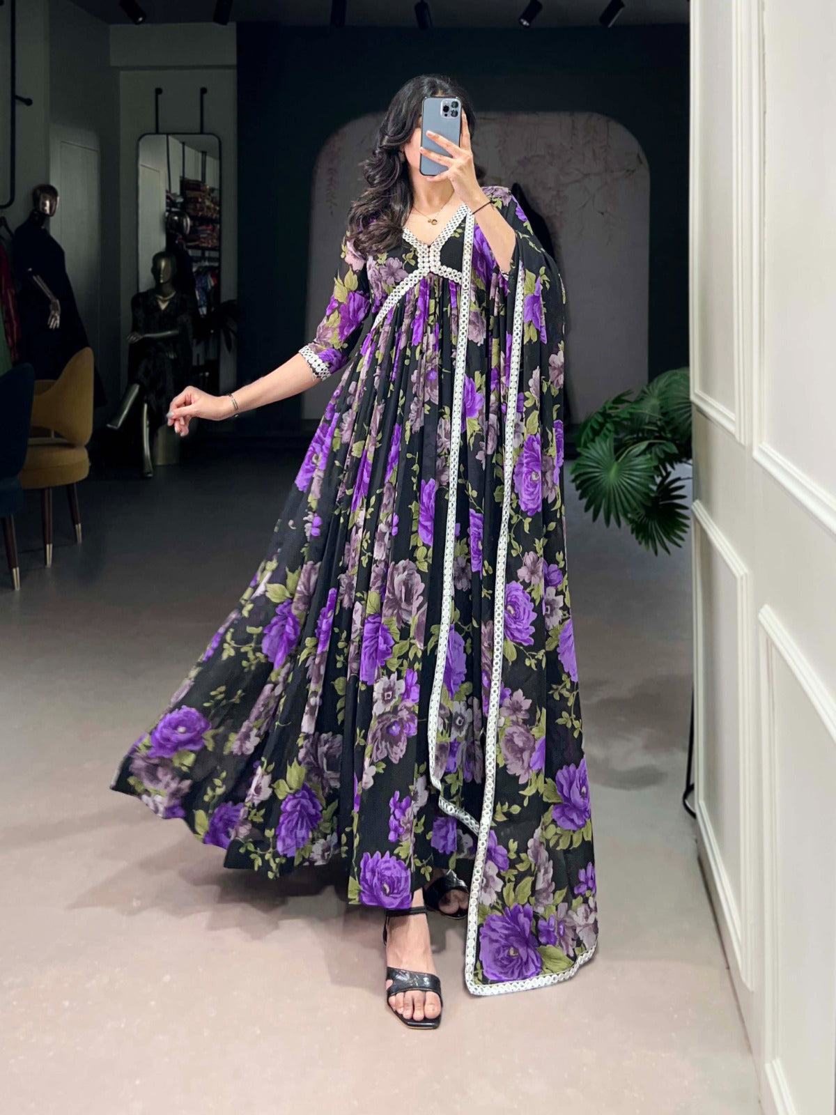 Purple color georgette gown for women