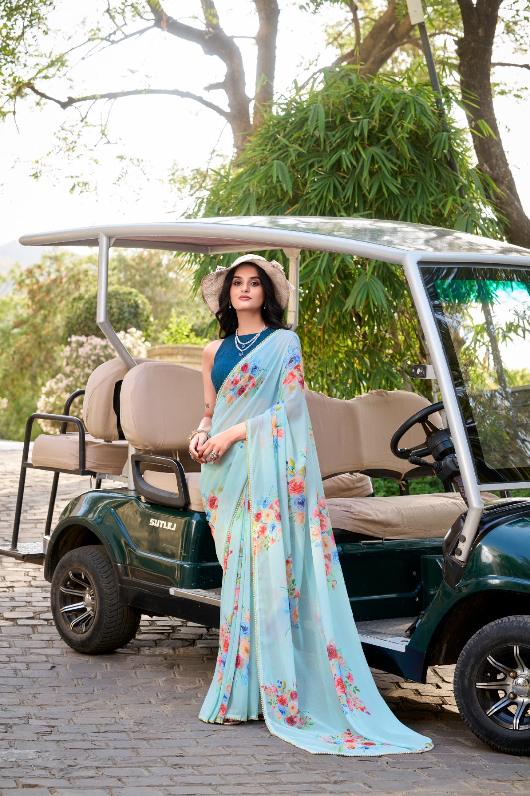 Sky color weightless marbal saree online shopping