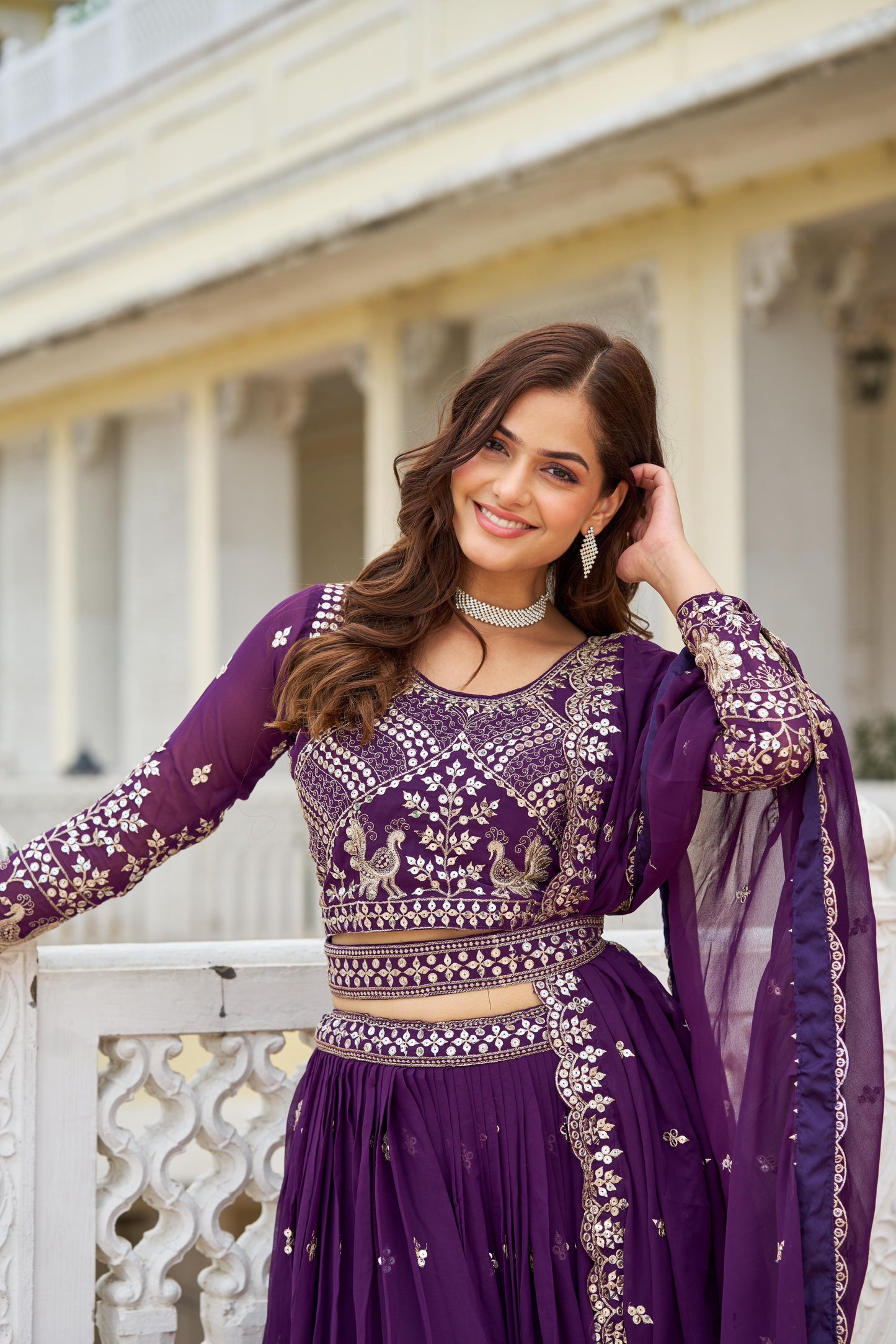 Purple color georgette lehenga choli with dupatta price