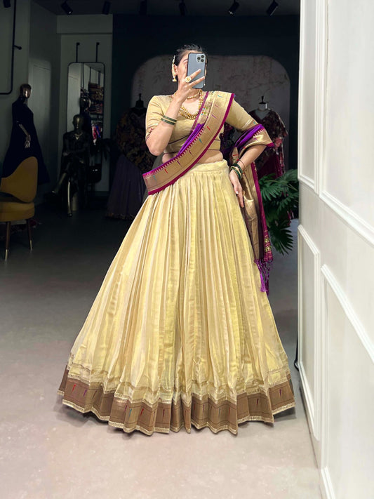 Beige color erode lehenga choli with dupatta images