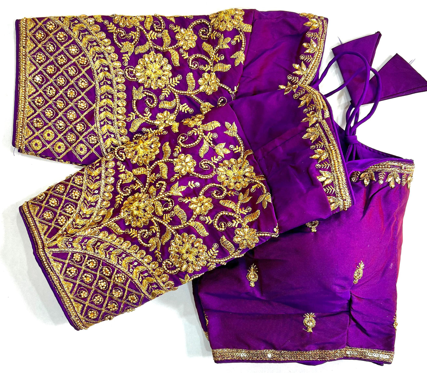 Purple color banarasi silk saree with blouse for wedding
