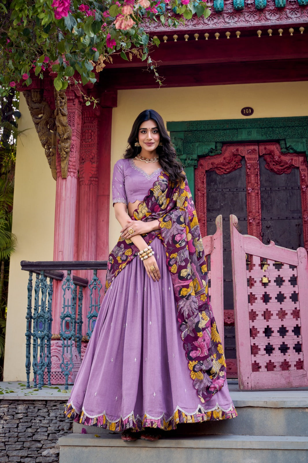 Lavender color vichitra silk lehenga choli with dupatta online