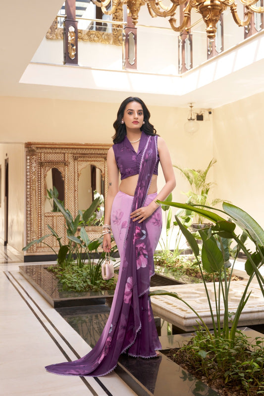 Pink color weightless marbal saree for party