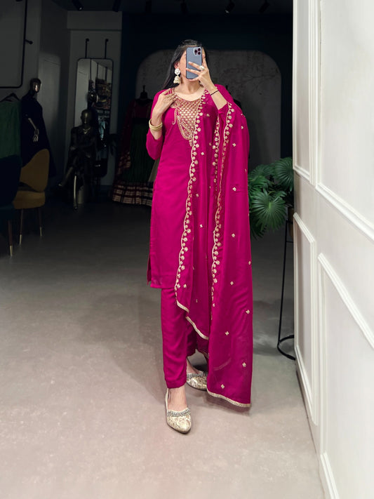 Pink color organza salwar suit for party