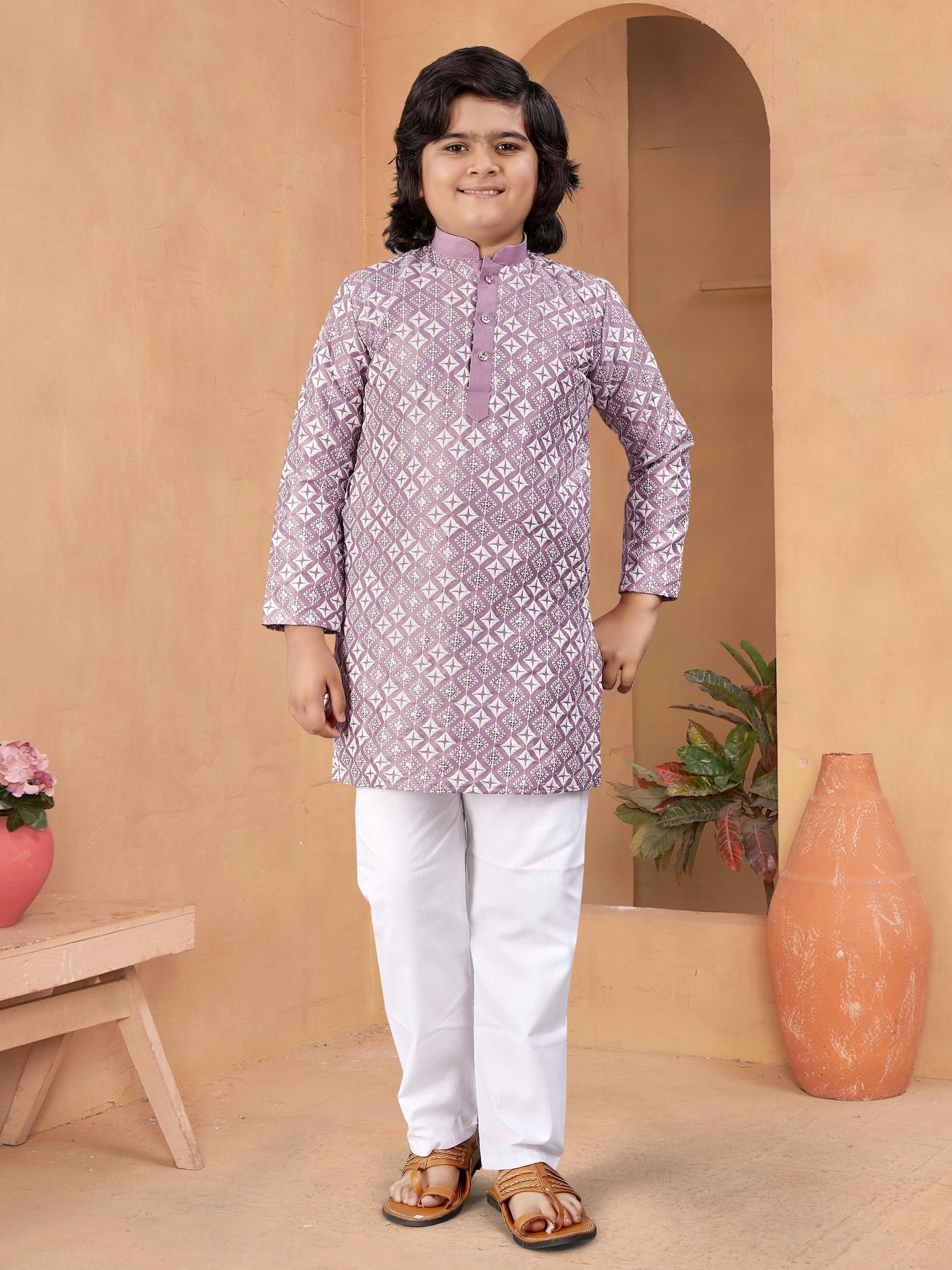Kids silk mens kurta set sale