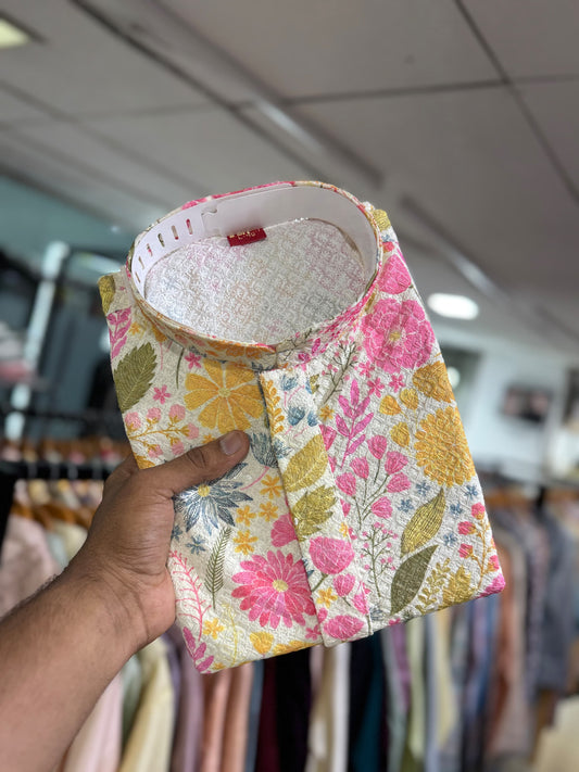 Multi color printed mens kurta with UK