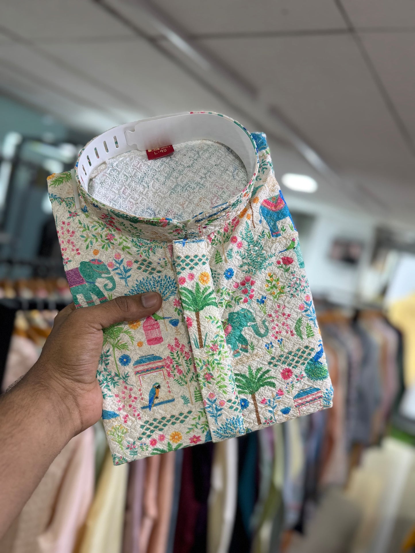 Multi color printed mens kurta online