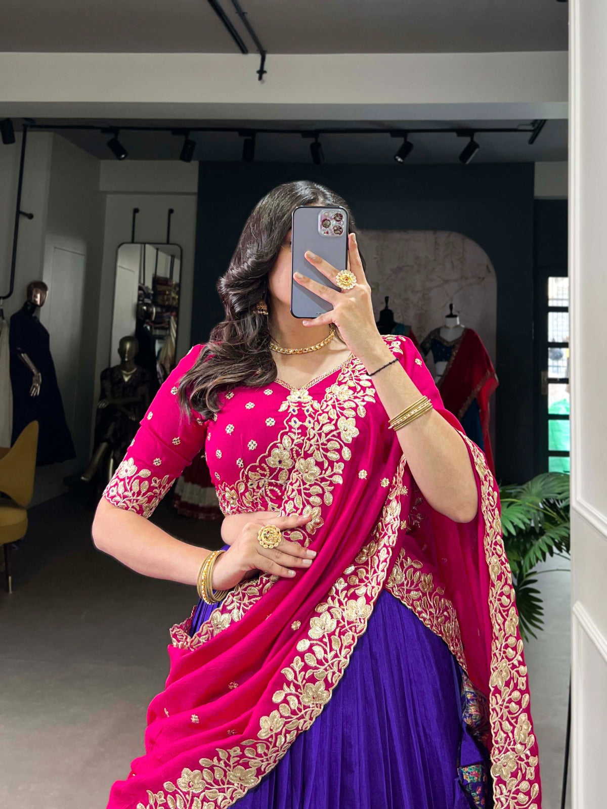 Blue color tussar silk lehenga choli with dupatta price