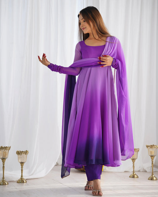 Purple color georgette long gown for party