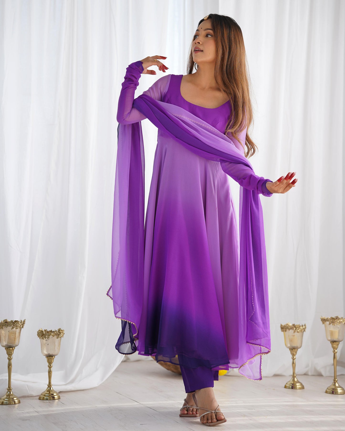 Purple color georgette long gown for women
