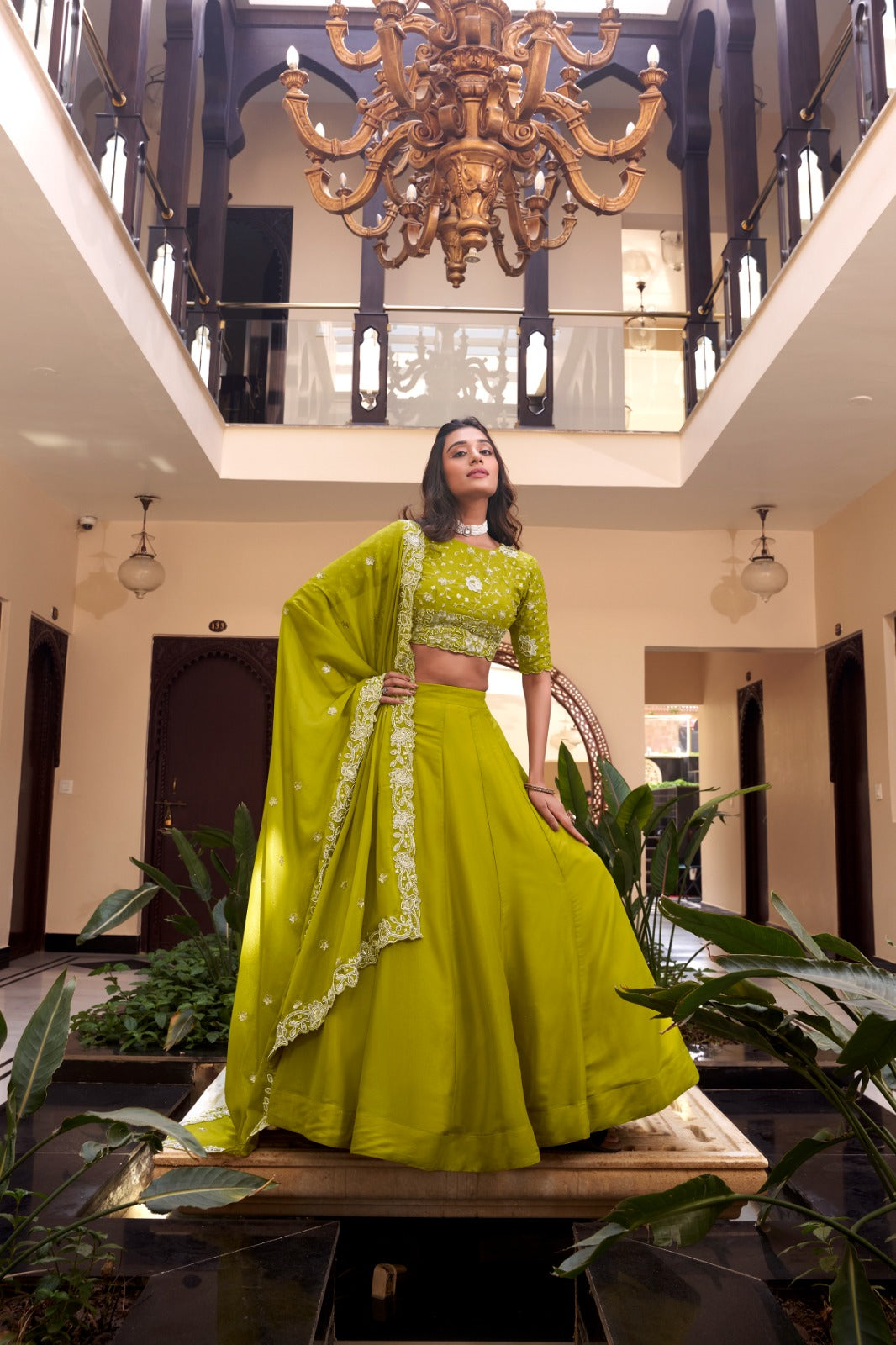 Parrot color georgette lehenga choli with dupatta price