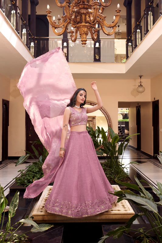 Pink color new crush lehenga choli for wedding