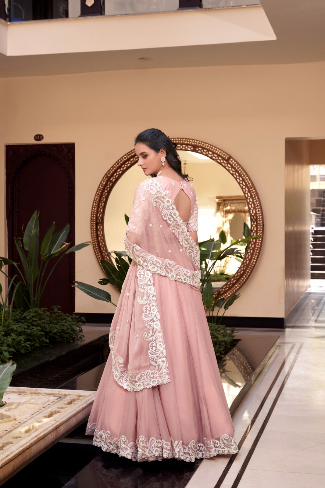 Peach color weone silk lehenga choli with dupatta online