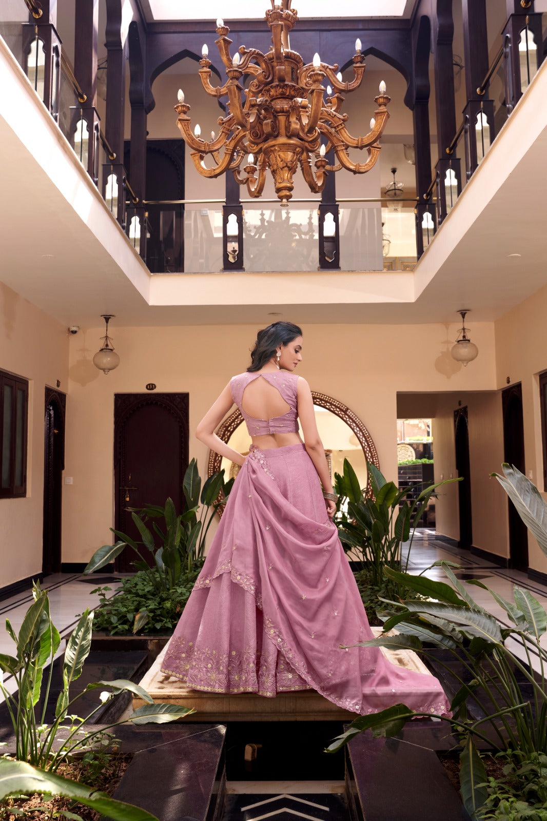 Pink color new crush lehenga choli with dupatta online
