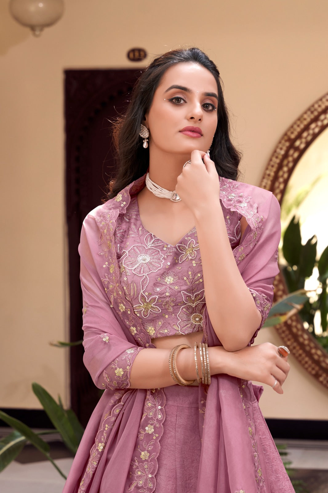 Pink color new crush lehenga choli with dupatta price