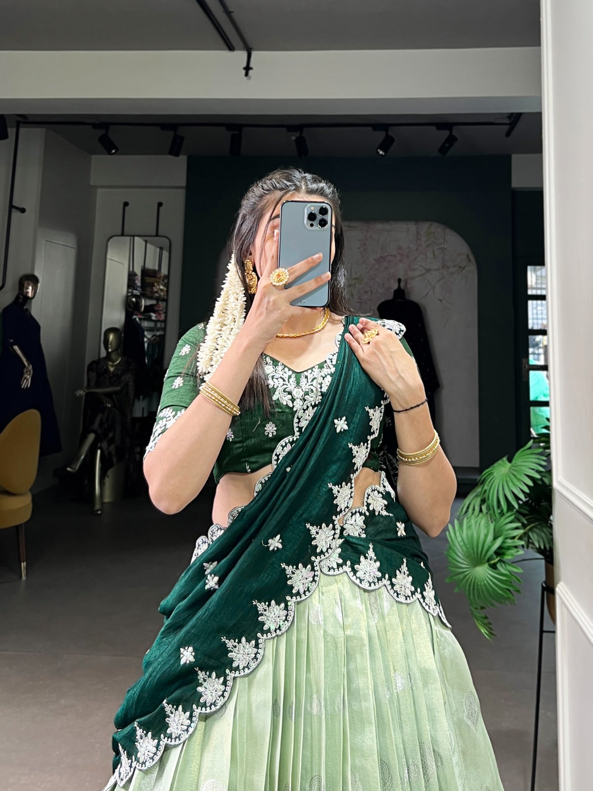 Pista zari kota lehenga choli with dupatta online shopping