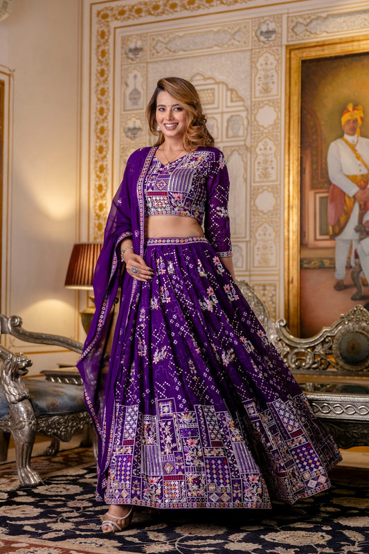 Purple color georgette lehenga choli for women online