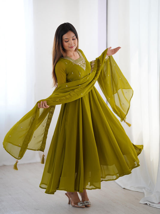 Gown Suit with Dupatta
