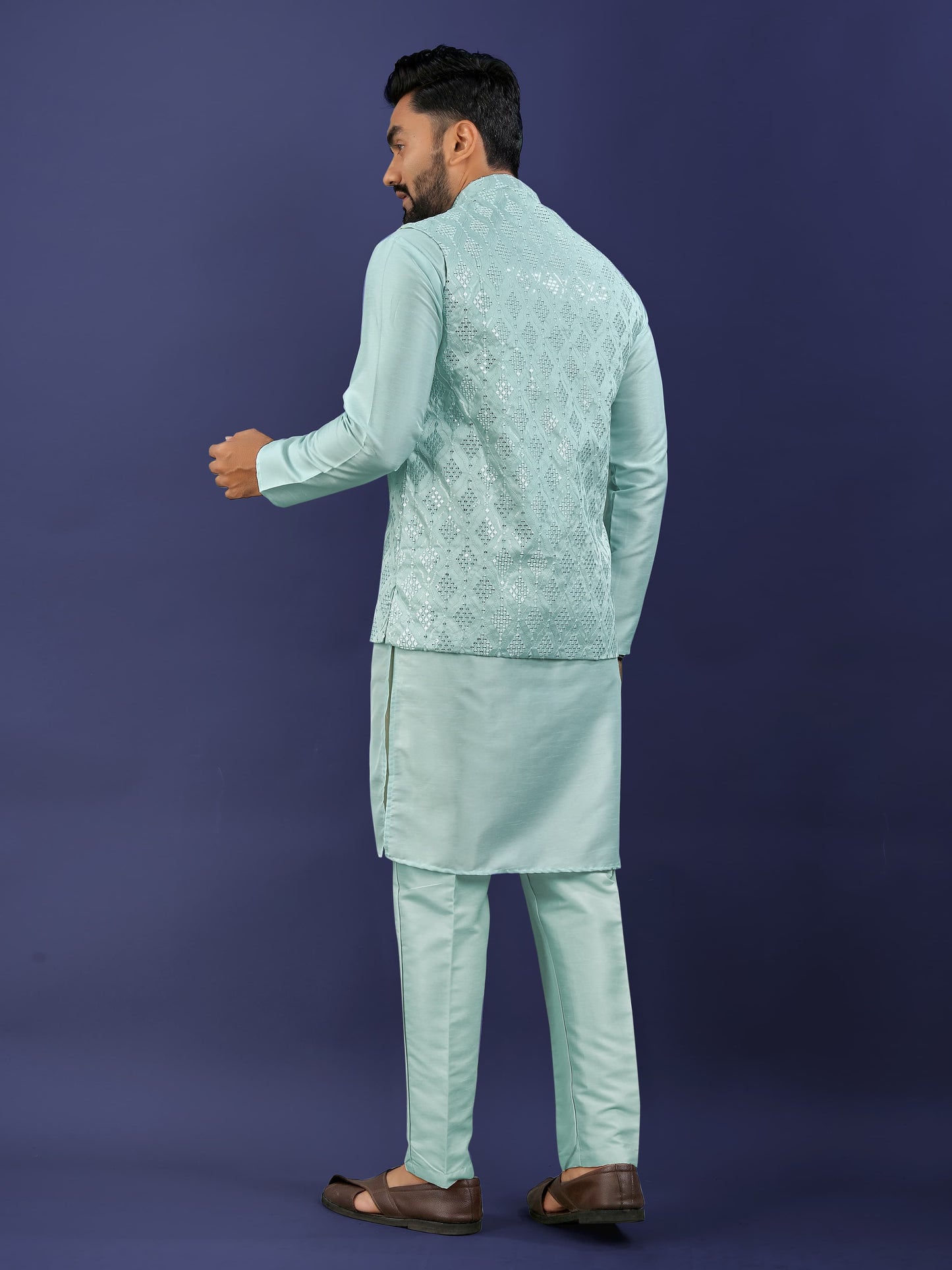 Rama silk designer kurta pajama with jacket