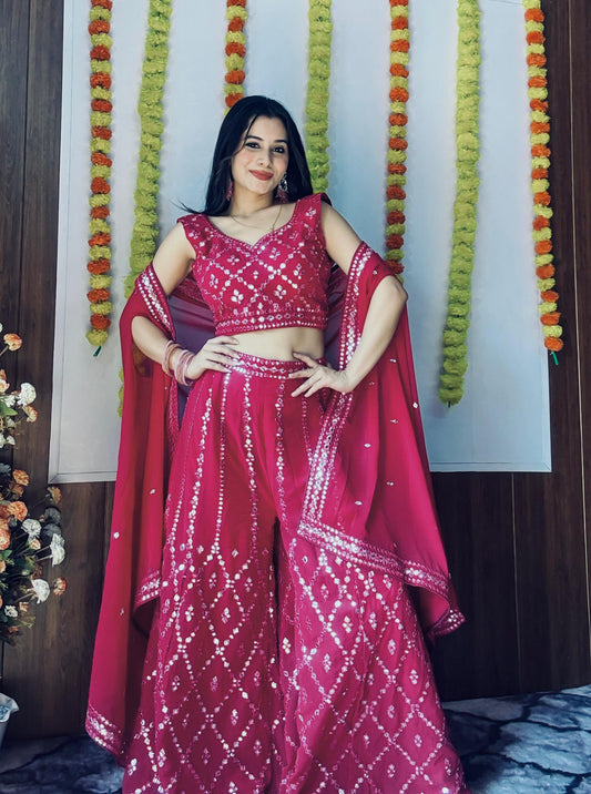 Pink sharara suit for party