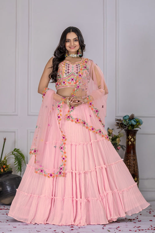 Party wear pink color georgette chaniya choli USA