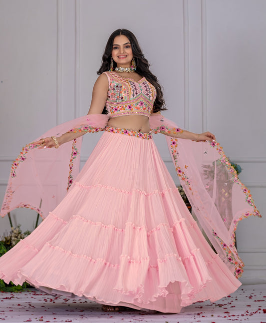 Pink color designer lehenga choli for party