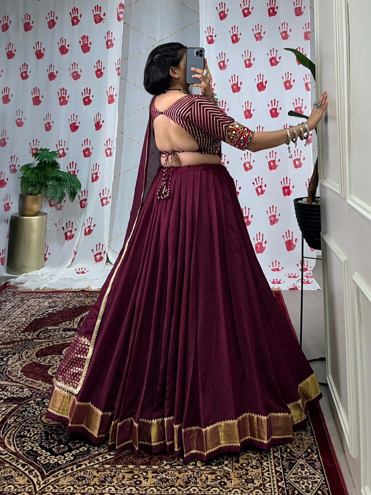 Wine garba wear lehenga choli for women online shopping