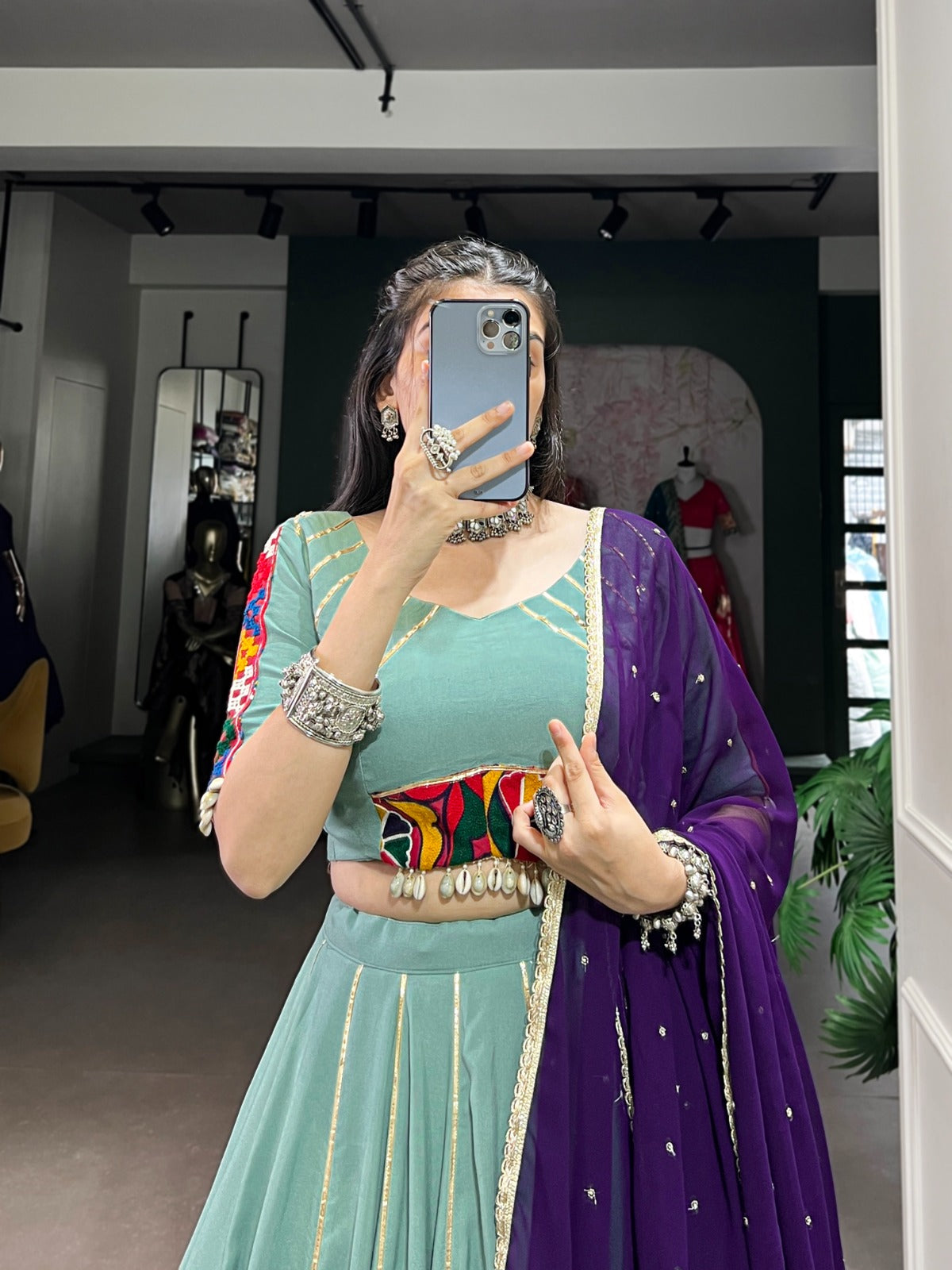 Designer gamthi work chaniya choli