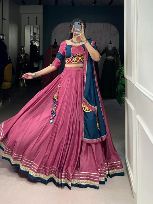 Pink color Navratri wear chaniya choli
