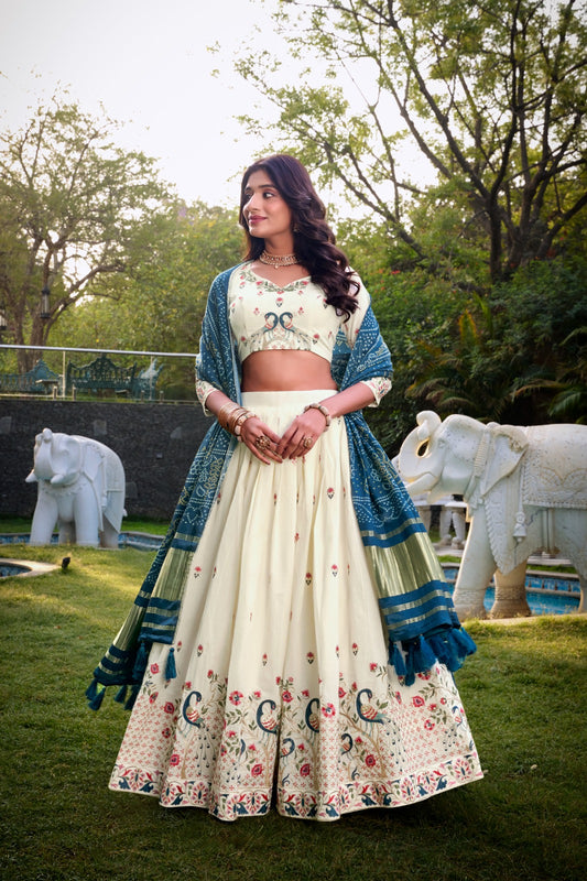 Peacock design cotton lehenga choli