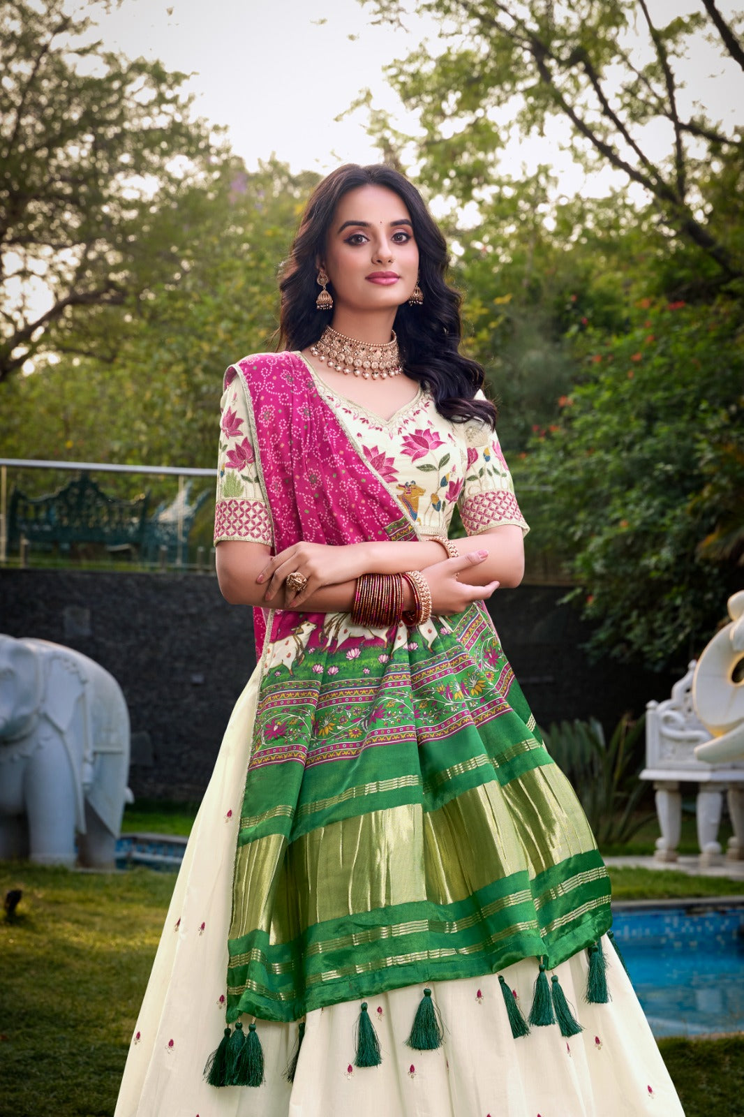 White color designer lehenga choli UK