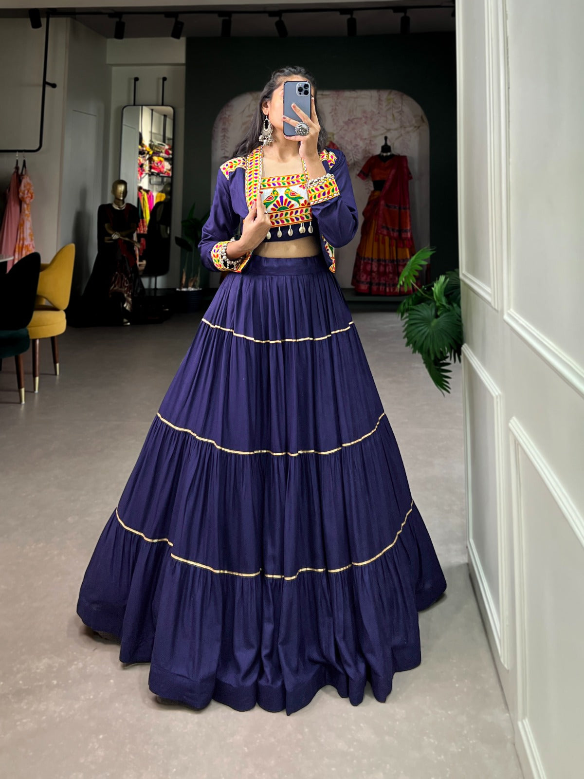 Blue color rayon chaniya choli USA