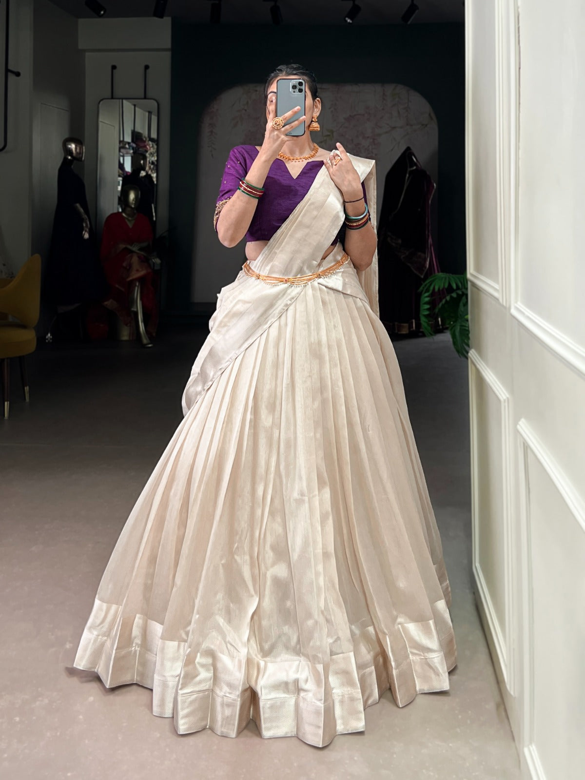 Purple color poly tasar lehenga choli