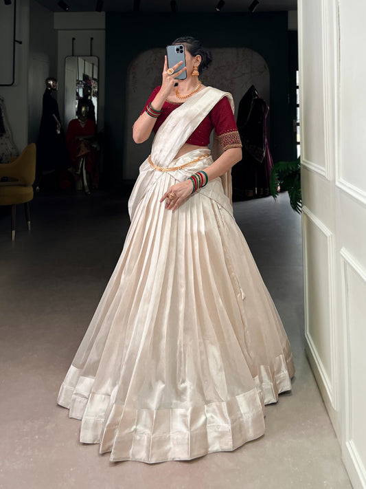 Maroon poly tasar lehenga choli with dupatta