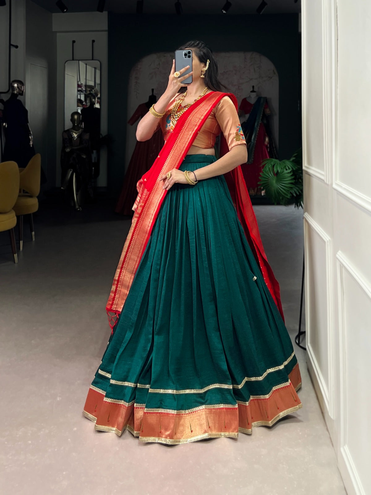 Green designer lehenga with price