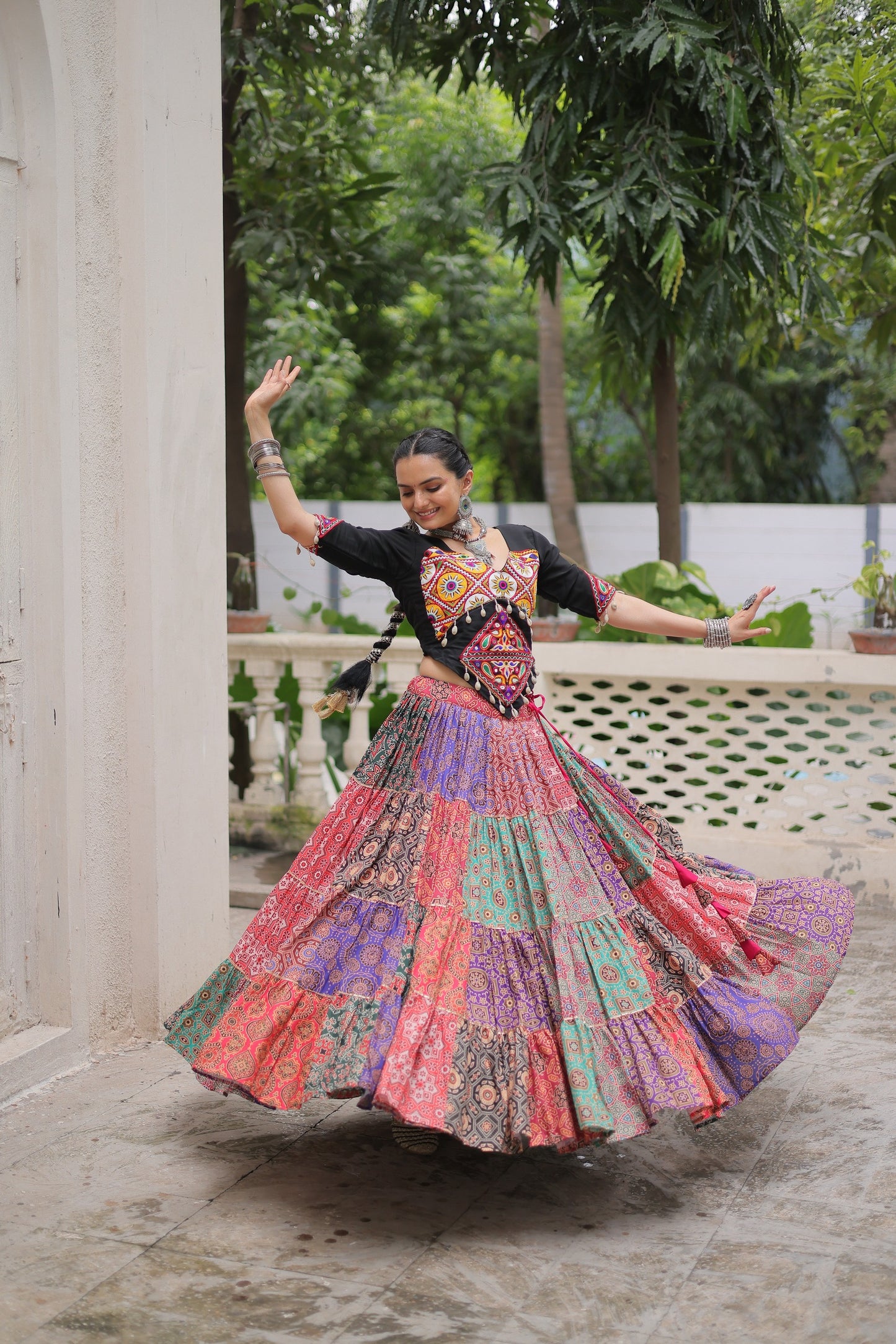 Multi color cotton lehenga choli with online