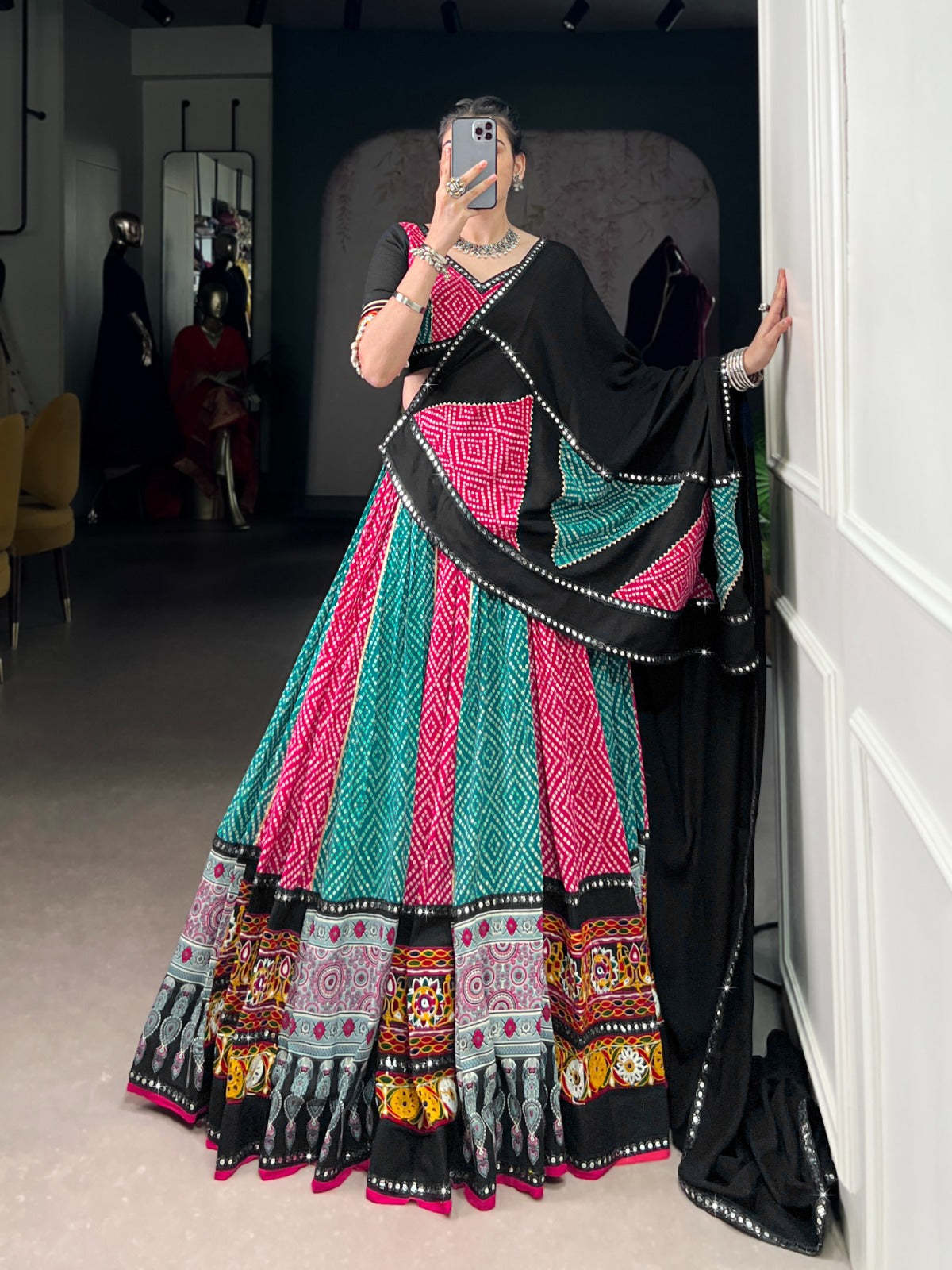 Pink color rayon lehenga choli for women