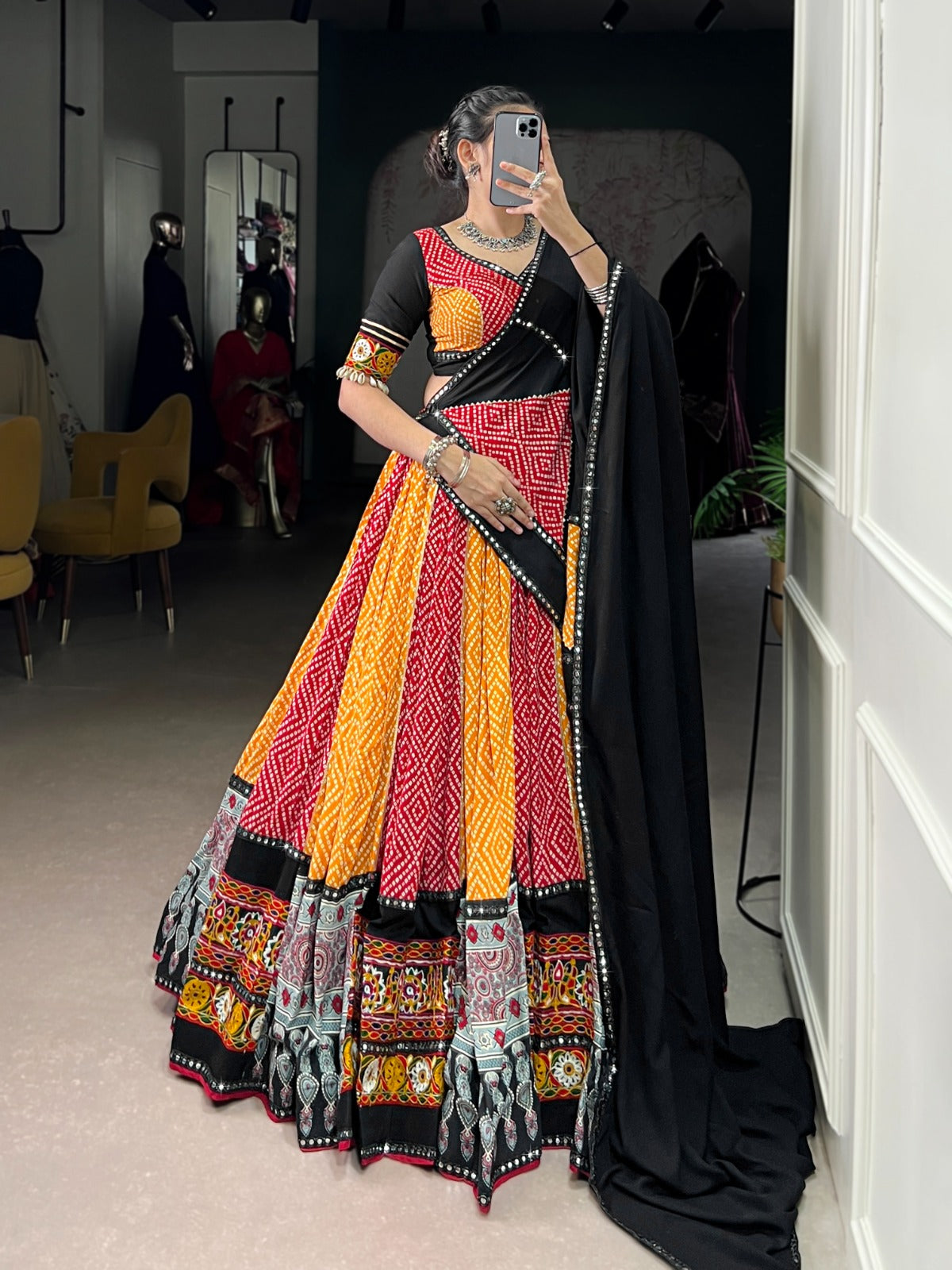 Yellow rayon lehenga choli for navratri online