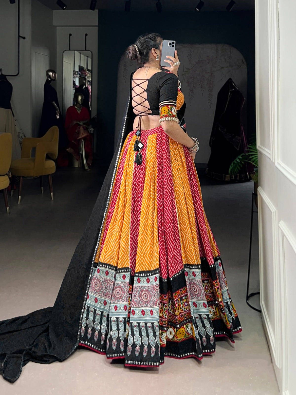 Yellow color rayon lehenga choli for women