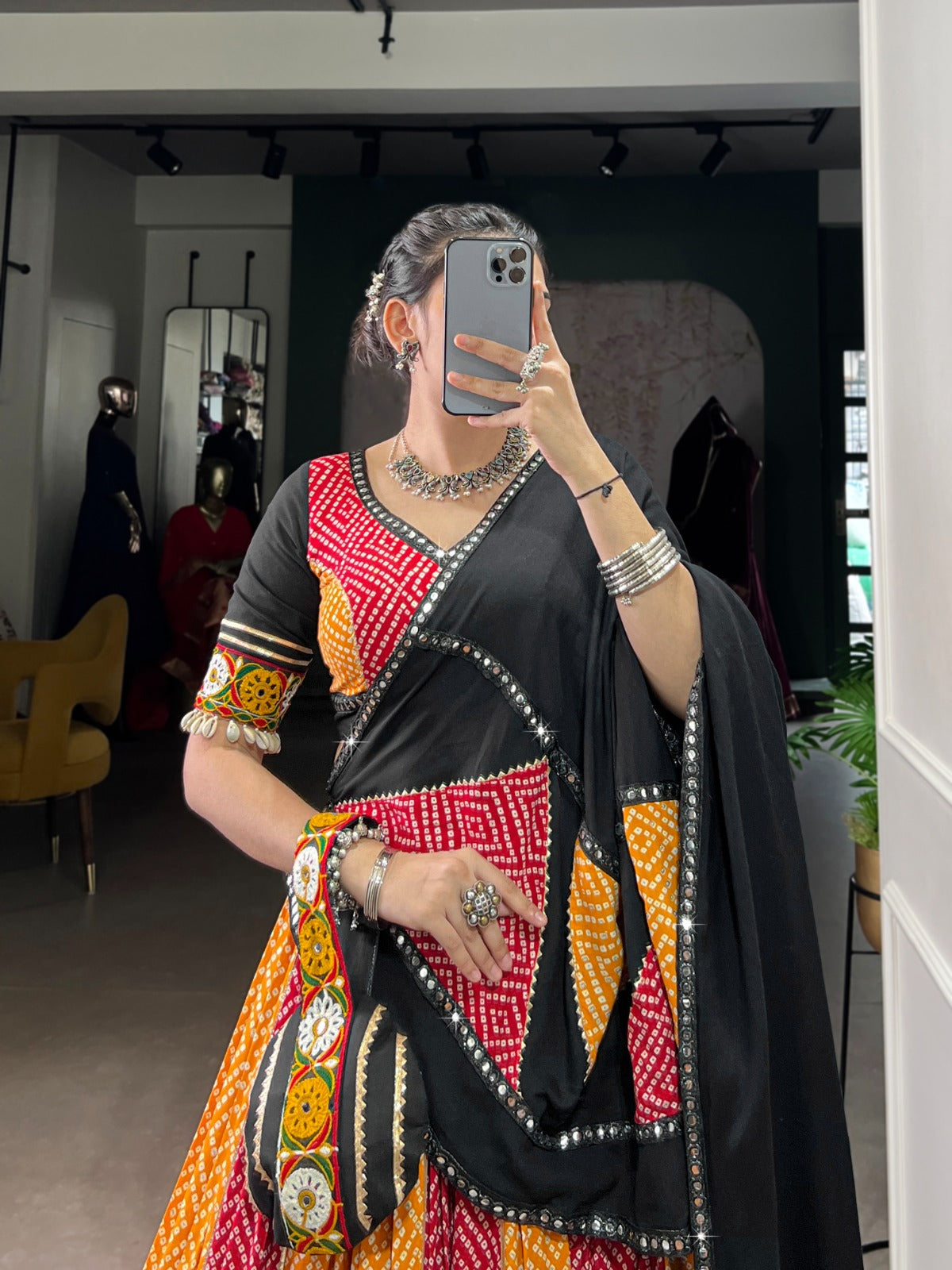 Navratri wear yellow chaniya choli with dupatta