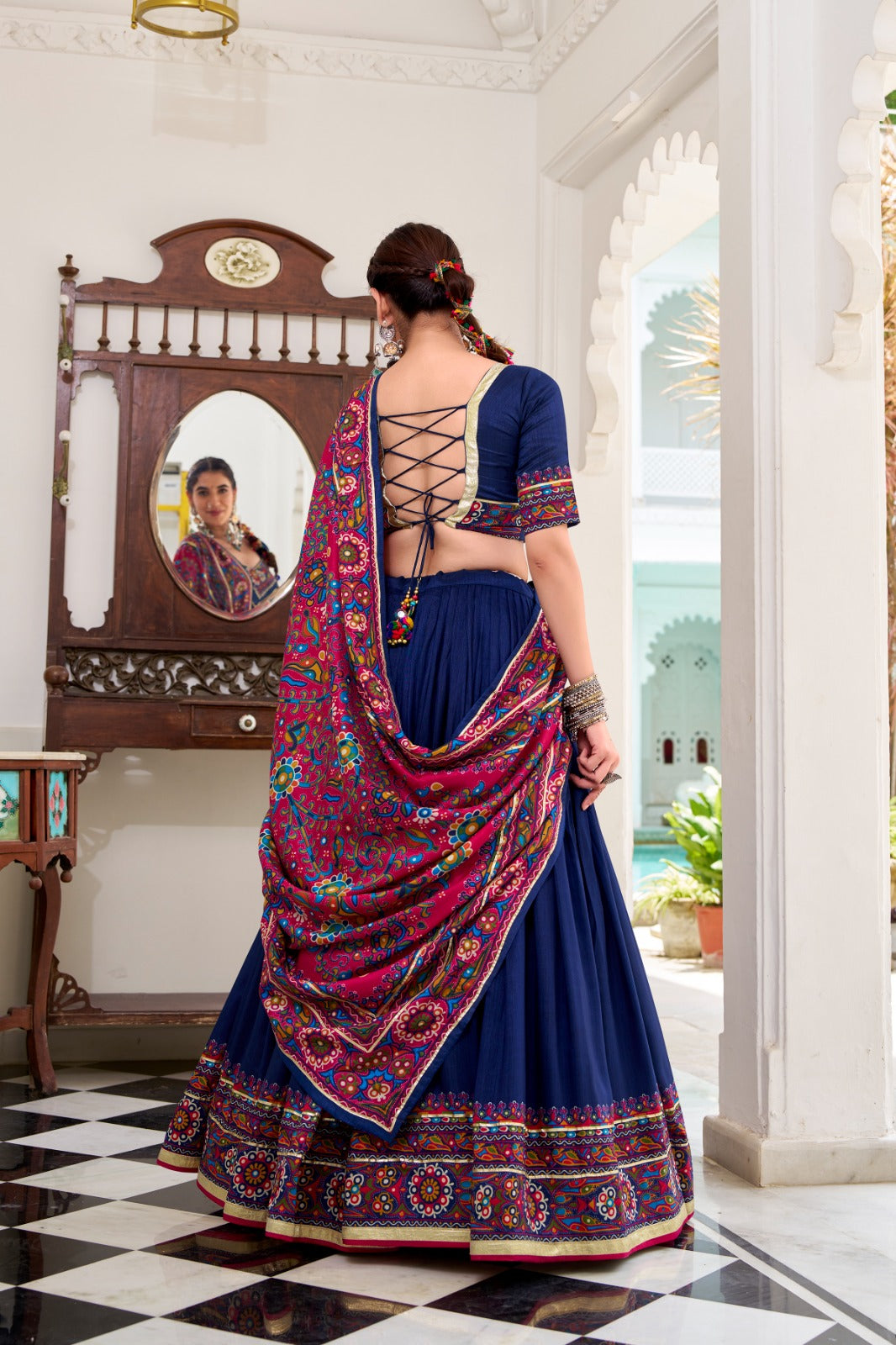 Navratri wear navy blue ghagra choli