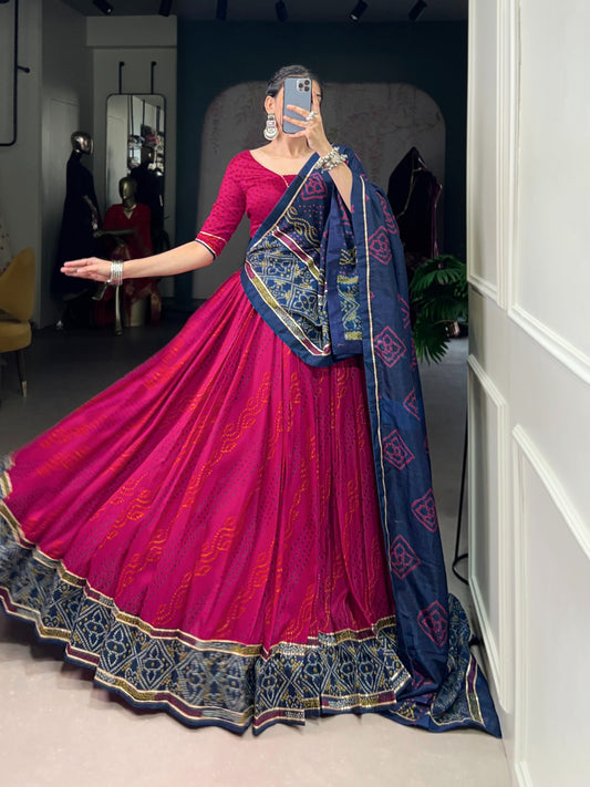 Pink tasar silk lehenga with price