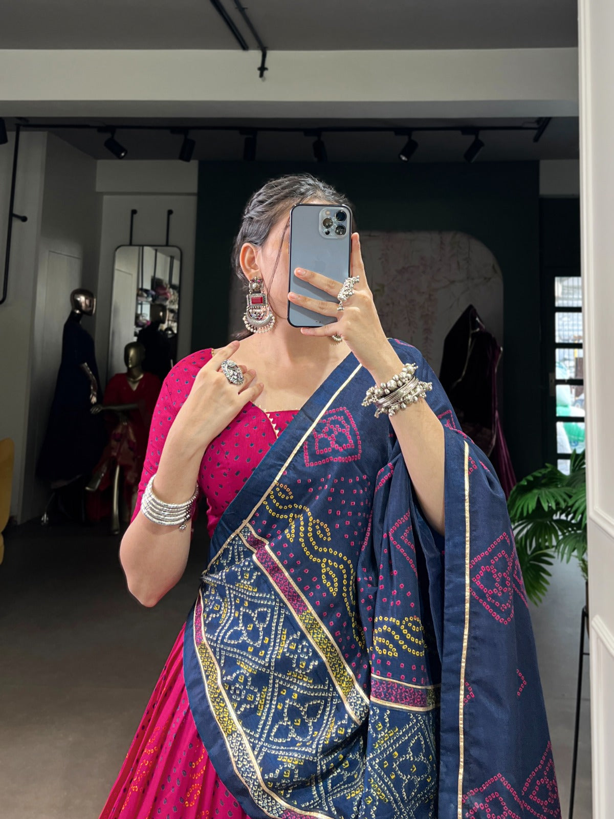 Bandhej printed pink chaniya choli for Party