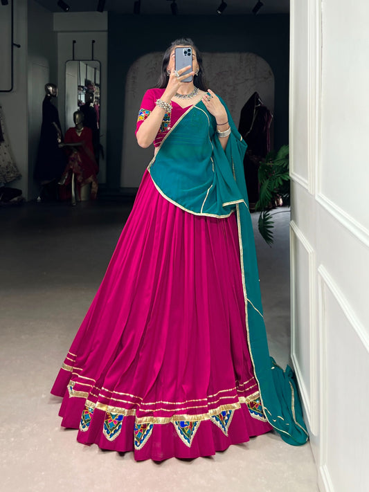Navratri wear pink rayon chaniya choli