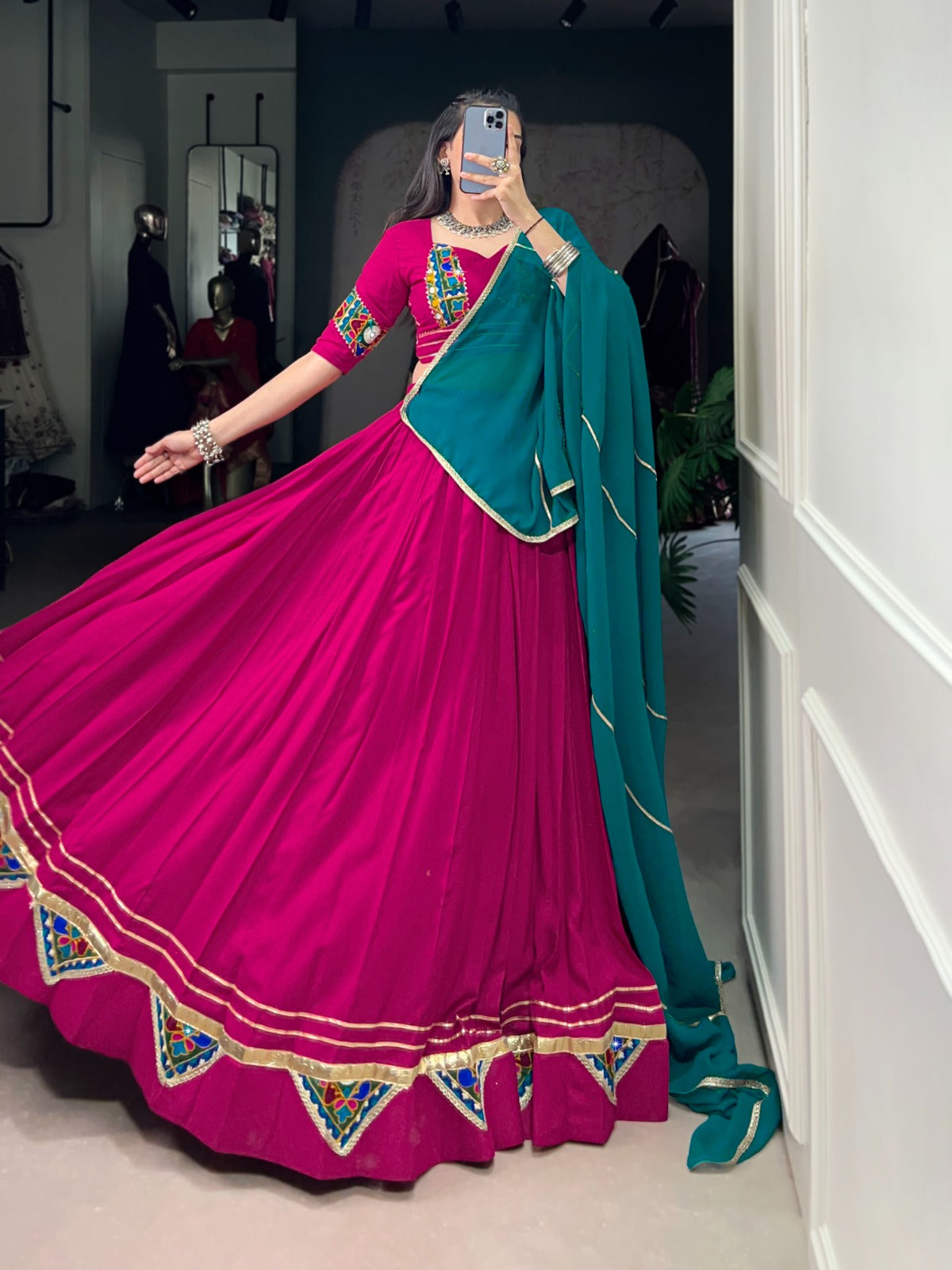 Garba wear pink chaniya choli for women