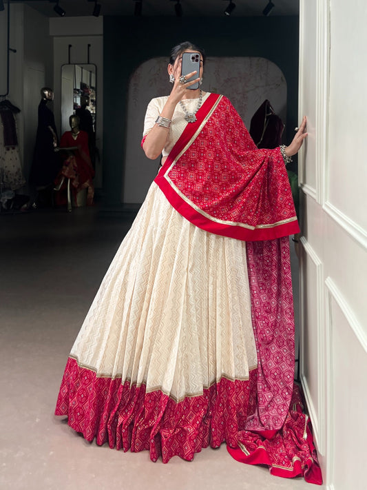 Off white cotton lehenga choli for navratri