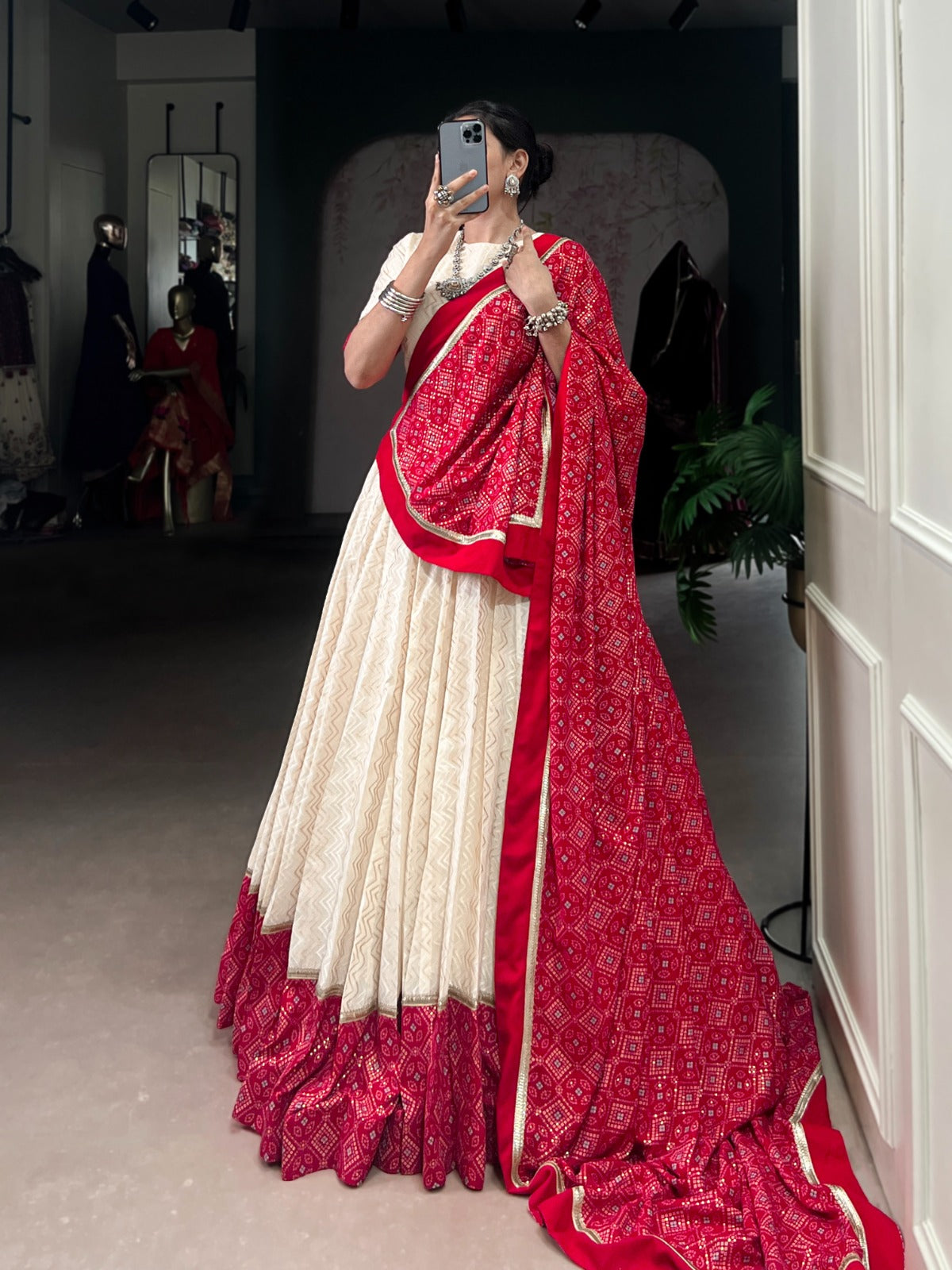 Readymade off white chaniya choli for party