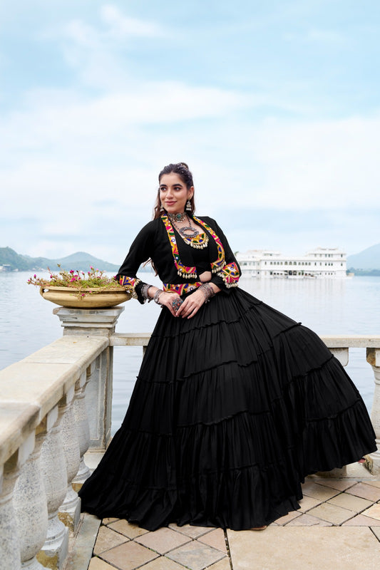 Black color rayon lehenga choli