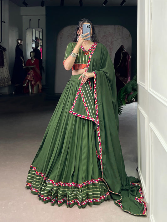 Green rayon chaniya choli for women