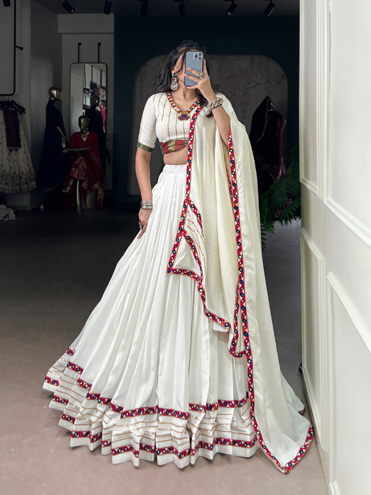 White color rayon lehenga choli for women